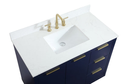 Elegant Furniture & Lighting - Blake 42 inch Single bathroom vanity in blue with backsplash - VF19442BL-BS veiw 3