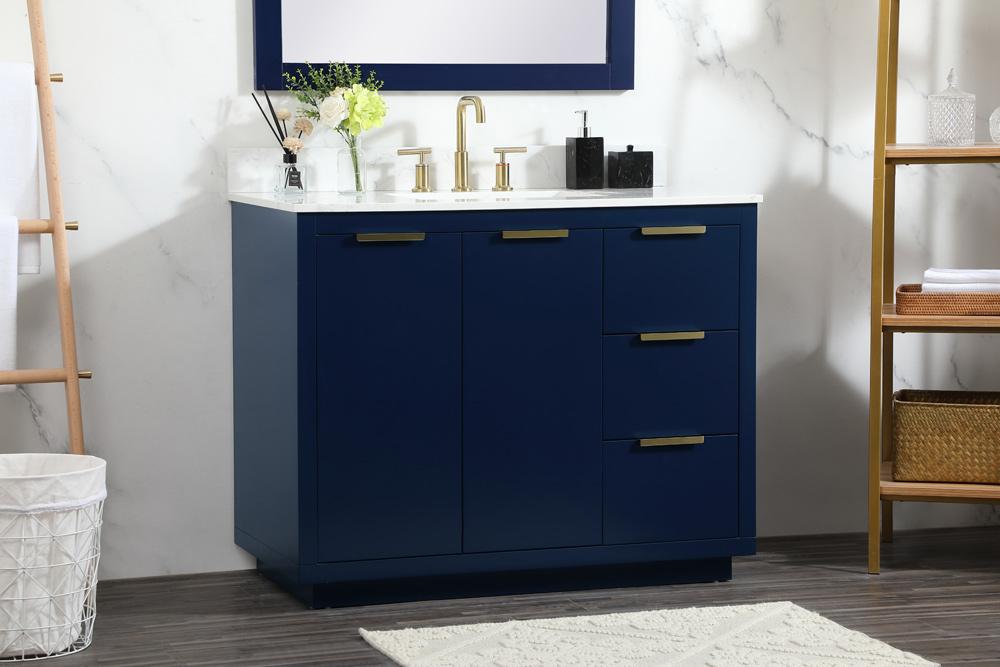 Elegant Furniture & Lighting - Blake 42 inch Single bathroom vanity in blue with backsplash - VF19442BL-BS veiw 9