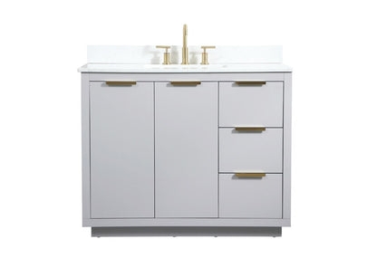 Elegant Furniture & Lighting - Blake 42 inch Single bathroom vanity in grey with backsplash - VF19442GR-BS veiw 1