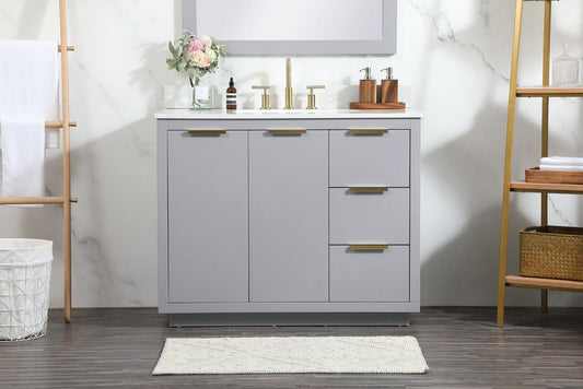 Elegant Furniture & Lighting - Blake 42 inch Single bathroom vanity in grey with backsplash - VF19442GR-BS veiw 2