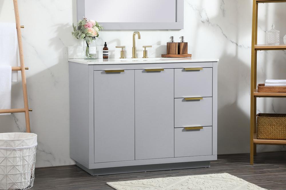Elegant Furniture & Lighting - Blake 42 inch Single bathroom vanity in grey with backsplash - VF19442GR-BS veiw 9
