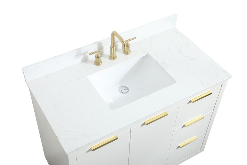 Elegant Furniture & Lighting - Blake 42 inch Single bathroom vanity in white with backsplash - VF19442WH-BS veiw 3