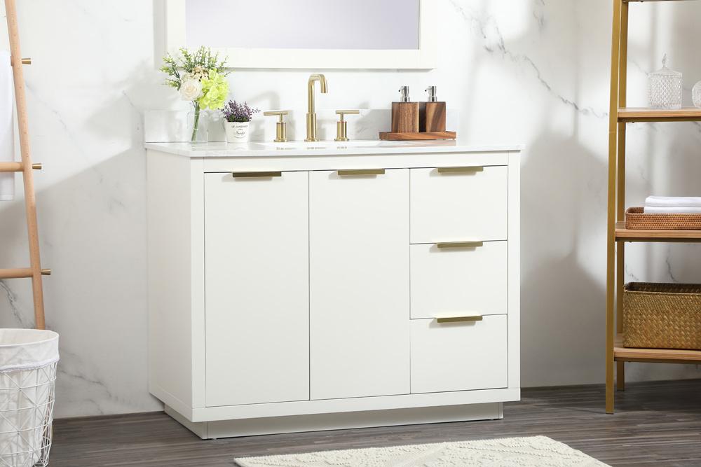 Elegant Furniture & Lighting - Blake 42 inch Single bathroom vanity in white with backsplash - VF19442WH-BS veiw 9