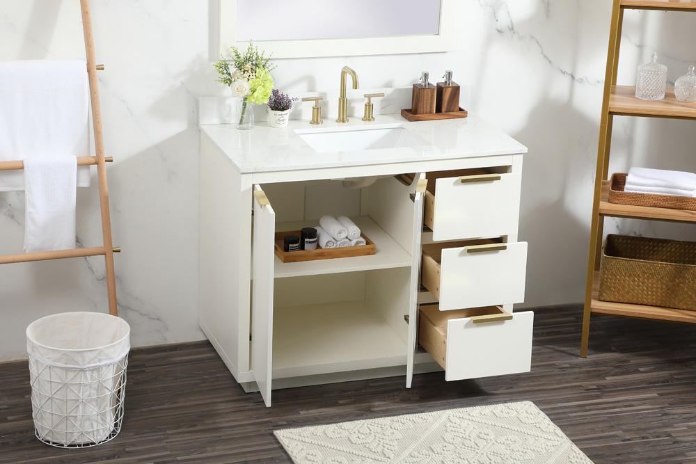Elegant Furniture & Lighting - Blake 42 inch Single bathroom vanity in white with backsplash - VF19442WH-BS veiw 10