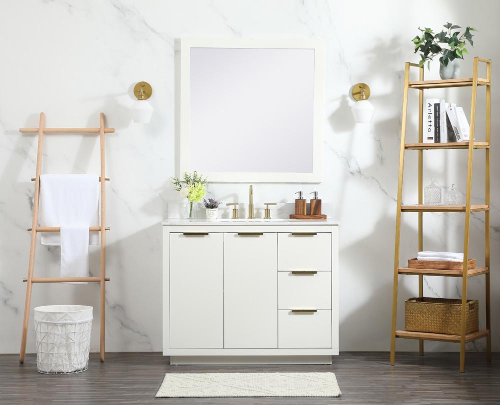 Elegant Furniture & Lighting - Blake 42 inch Single bathroom vanity in white with backsplash - VF19442WH-BS veiw 11