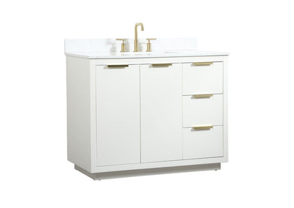 Elegant Furniture & Lighting - Blake 42 inch Single bathroom vanity in white with backsplash - VF19442WH-BS veiw 14