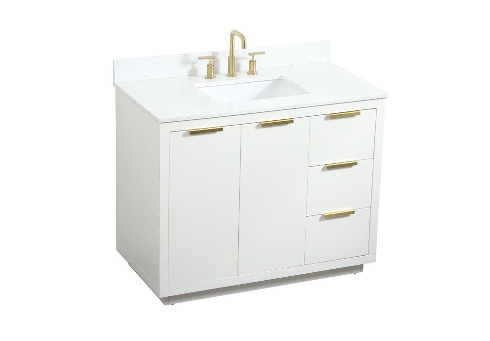 Elegant Furniture & Lighting - Blake 42 inch Single bathroom vanity in white with backsplash - VF19442WH-BS veiw 15