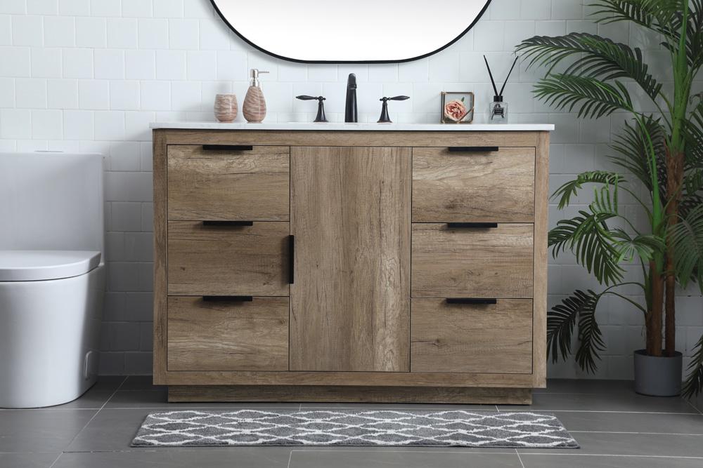 Elegant Furniture & Lighting - Blake 48 Inch SIngle Bathroom Vanity In Natural Oak - VF19448NT veiw 2