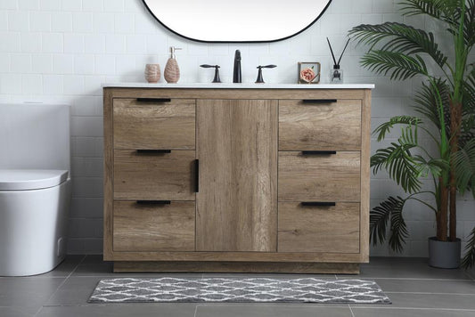 Elegant Furniture & Lighting - Blake 48 Inch SIngle Bathroom Vanity In Natural Oak - VF19448NT veiw 2