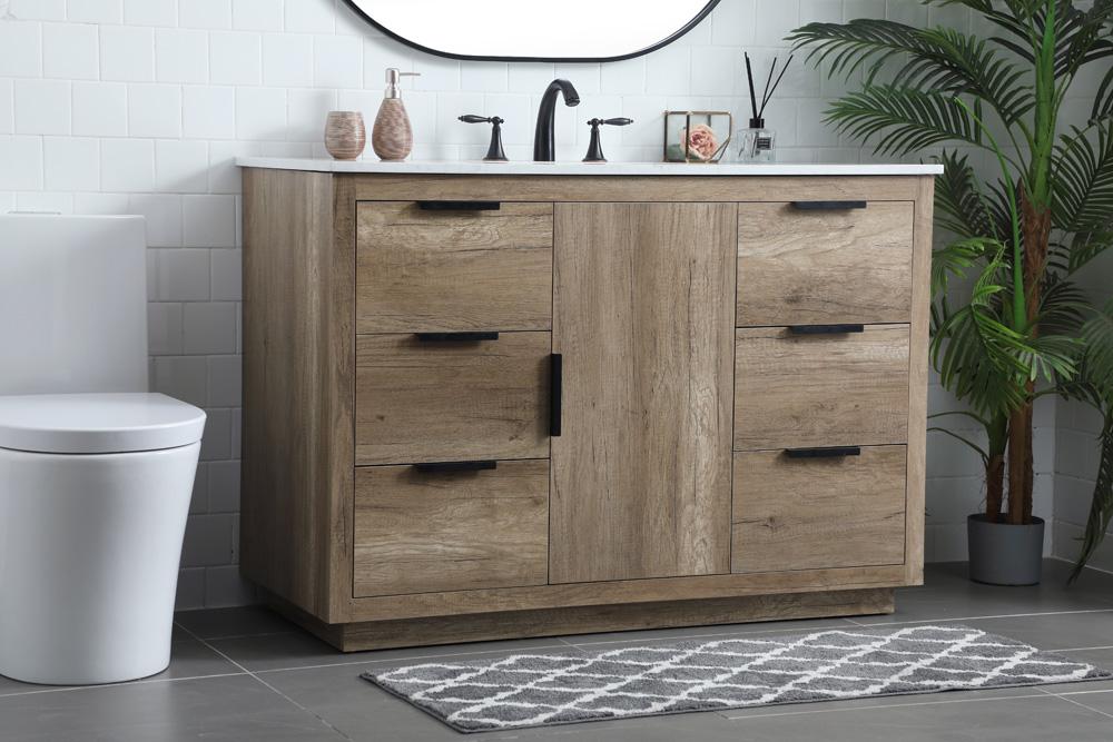 Elegant Furniture & Lighting - Blake 48 Inch SIngle Bathroom Vanity In Natural Oak - VF19448NT veiw 3