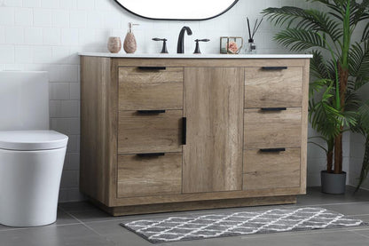 Elegant Furniture & Lighting - Blake 48 Inch SIngle Bathroom Vanity In Natural Oak - VF19448NT veiw 3