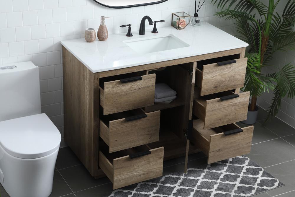 Elegant Furniture & Lighting - Blake 48 Inch SIngle Bathroom Vanity In Natural Oak - VF19448NT veiw 4