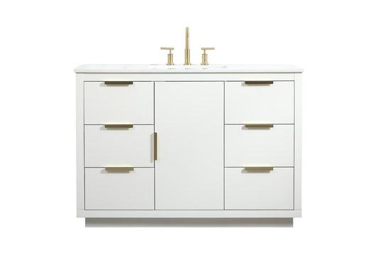 Elegant Furniture & Lighting - Blake 48 inch Single bathroom vanity in white - VF19448WH veiw 1
