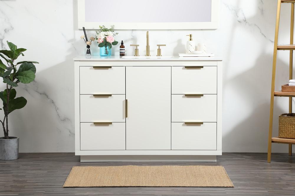 Elegant Furniture & Lighting - Blake 48 inch Single bathroom vanity in white - VF19448WH veiw 2