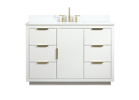 Elegant Furniture & Lighting - Blake 48 inch Single bathroom vanity in white with backsplash - VF19448WH-BS veiw 1