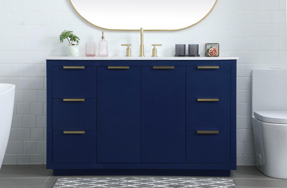 Elegant Furniture & Lighting - Blake 54 Inch SIngle Bathroom Vanity In Blue - VF19454BL veiw 2