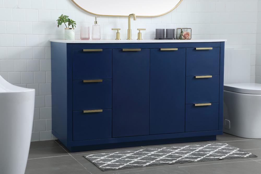 Elegant Furniture & Lighting - Blake 54 Inch SIngle Bathroom Vanity In Blue - VF19454BL veiw 3