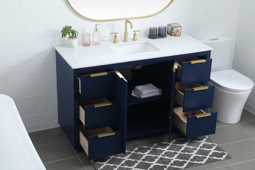 Elegant Furniture & Lighting - Blake 54 Inch SIngle Bathroom Vanity In Blue - VF19454BL veiw 4