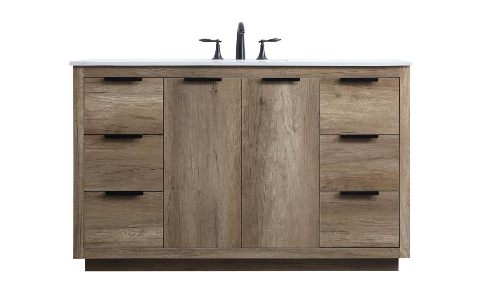 Elegant Furniture & Lighting - Blake 54 Inch SIngle Bathroom Vanity In Natural Oak - VF19454NT veiw 1