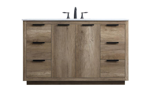 Elegant Furniture & Lighting - Blake 54 Inch SIngle Bathroom Vanity In Natural Oak - VF19454NT veiw 1