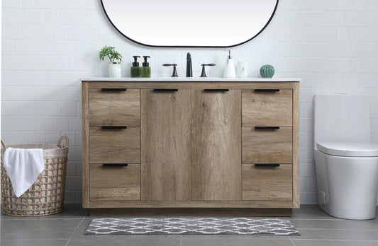Elegant Furniture & Lighting - Blake 54 Inch SIngle Bathroom Vanity In Natural Oak - VF19454NT veiw 2