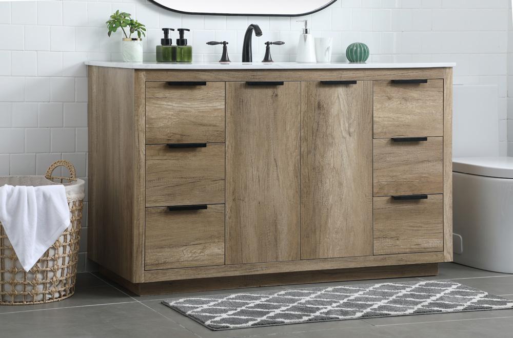 Elegant Furniture & Lighting - Blake 54 Inch SIngle Bathroom Vanity In Natural Oak - VF19454NT veiw 3