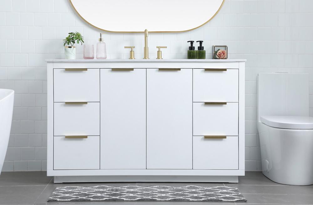 Elegant Furniture & Lighting - Blake 54 Inch SIngle Bathroom Vanity In White - VF19454WH veiw 2