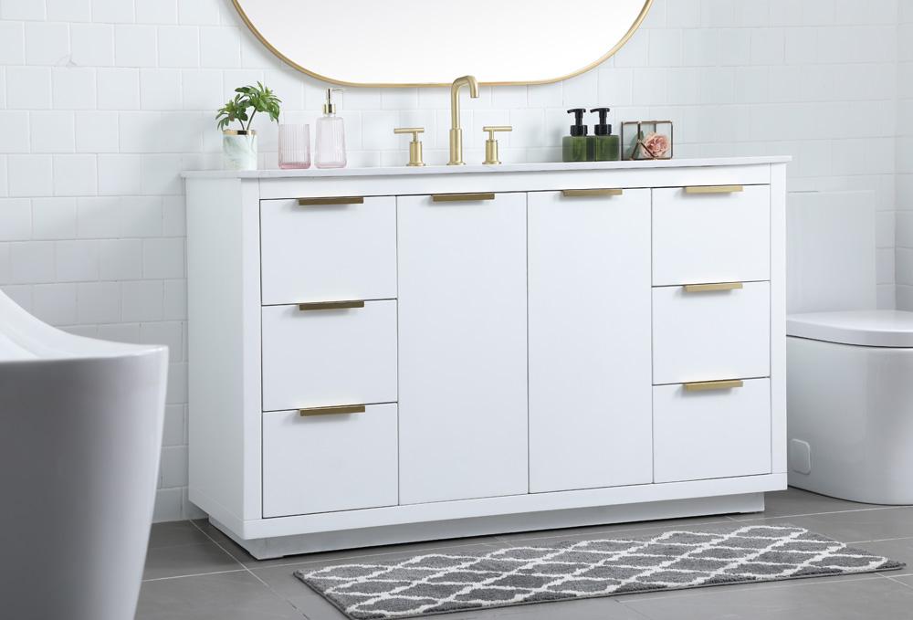 Elegant Furniture & Lighting - Blake 54 Inch SIngle Bathroom Vanity In White - VF19454WH veiw 3