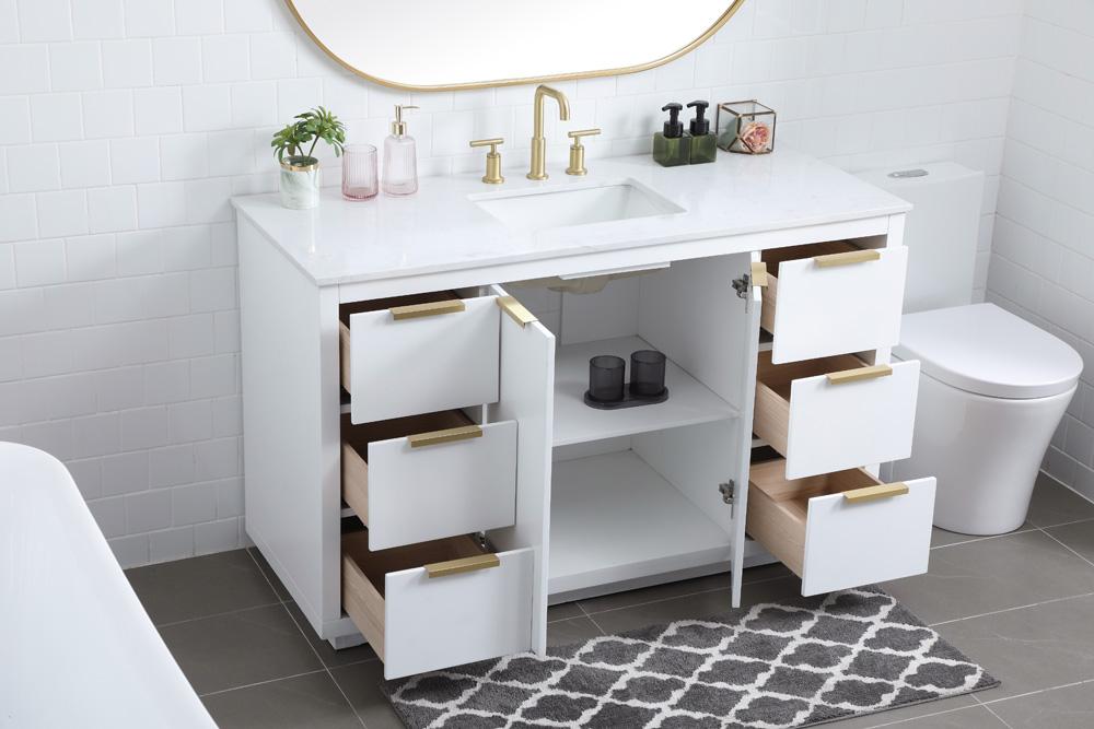 Elegant Furniture & Lighting - Blake 54 Inch SIngle Bathroom Vanity In White - VF19454WH veiw 4