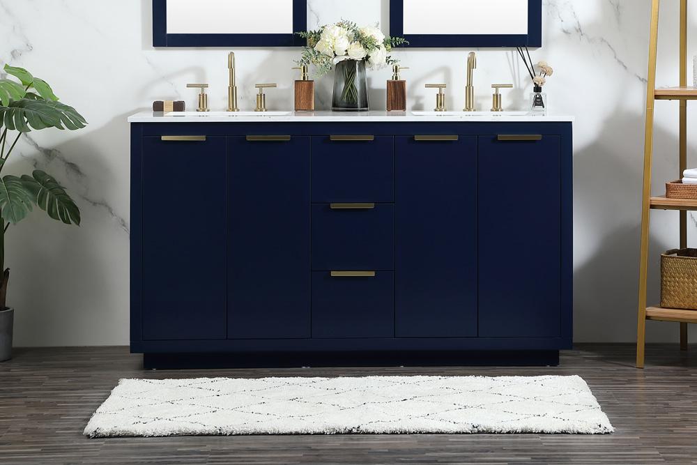 Elegant Furniture & Lighting - Blake 60 inch double bathroom vanity in blue - VF19460DBL veiw 2