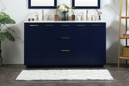 Elegant Furniture & Lighting - Blake 60 inch double bathroom vanity in blue - VF19460DBL veiw 2