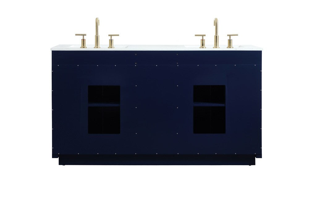 Elegant Furniture & Lighting - Blake 60 inch double bathroom vanity in blue - VF19460DBL veiw 8