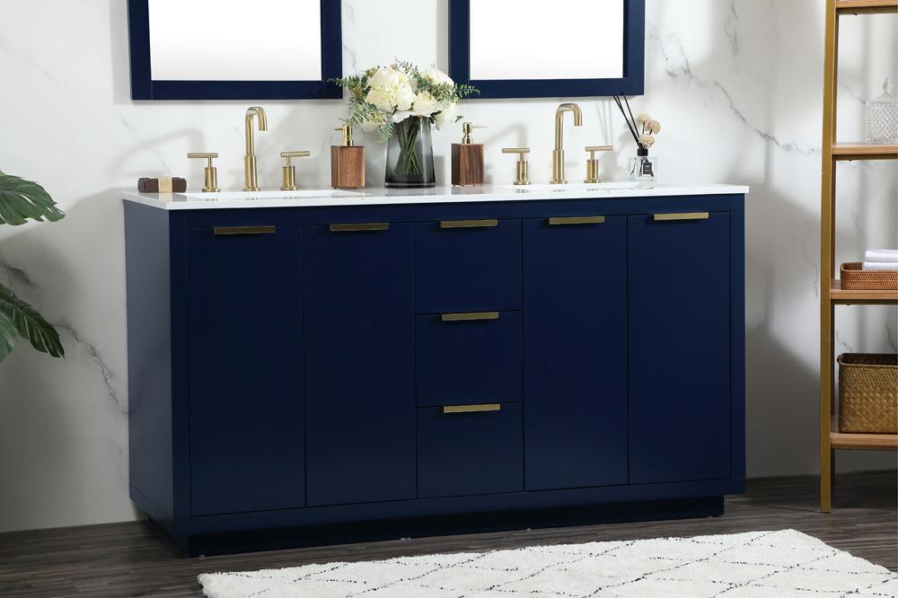 Elegant Furniture & Lighting - Blake 60 inch double bathroom vanity in blue - VF19460DBL veiw 9