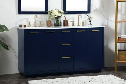 Elegant Furniture & Lighting - Blake 60 inch double bathroom vanity in blue - VF19460DBL veiw 9