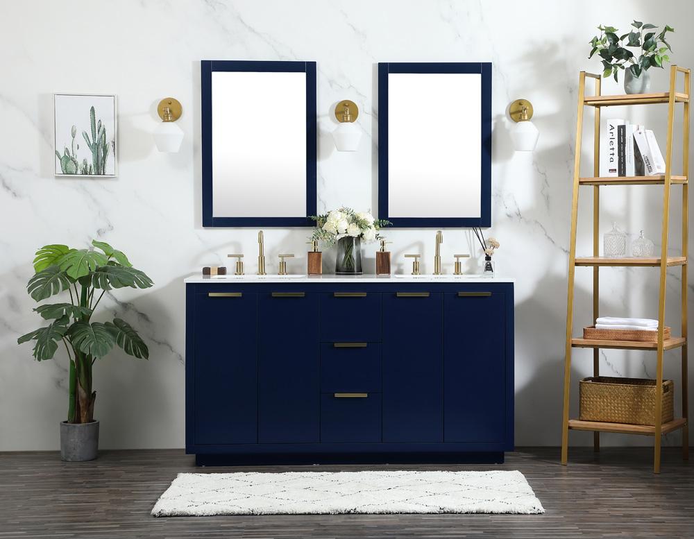 Elegant Furniture & Lighting - Blake 60 inch double bathroom vanity in blue - VF19460DBL veiw 11