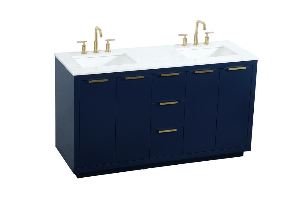 Elegant Furniture & Lighting - Blake 60 inch double bathroom vanity in blue - VF19460DBL veiw 15