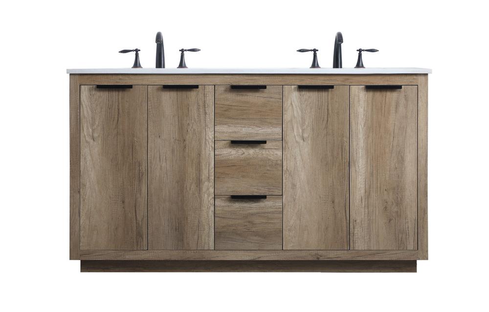 Elegant Furniture & Lighting - Blake 60 Inch Double Bathroom Vanity In Natural Oak - VF19460DNT veiw 1