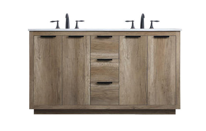 Elegant Furniture & Lighting - Blake 60 Inch Double Bathroom Vanity In Natural Oak - VF19460DNT veiw 1