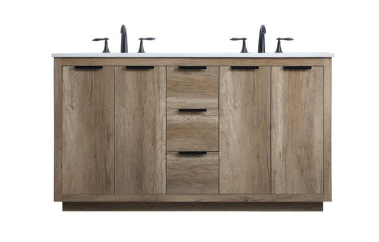 Elegant Furniture & Lighting - Blake 60 Inch Double Bathroom Vanity In Natural Oak - VF19460DNT veiw 1