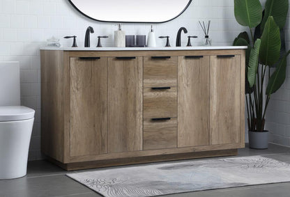 Elegant Furniture & Lighting - Blake 60 Inch Double Bathroom Vanity In Natural Oak - VF19460DNT veiw 3