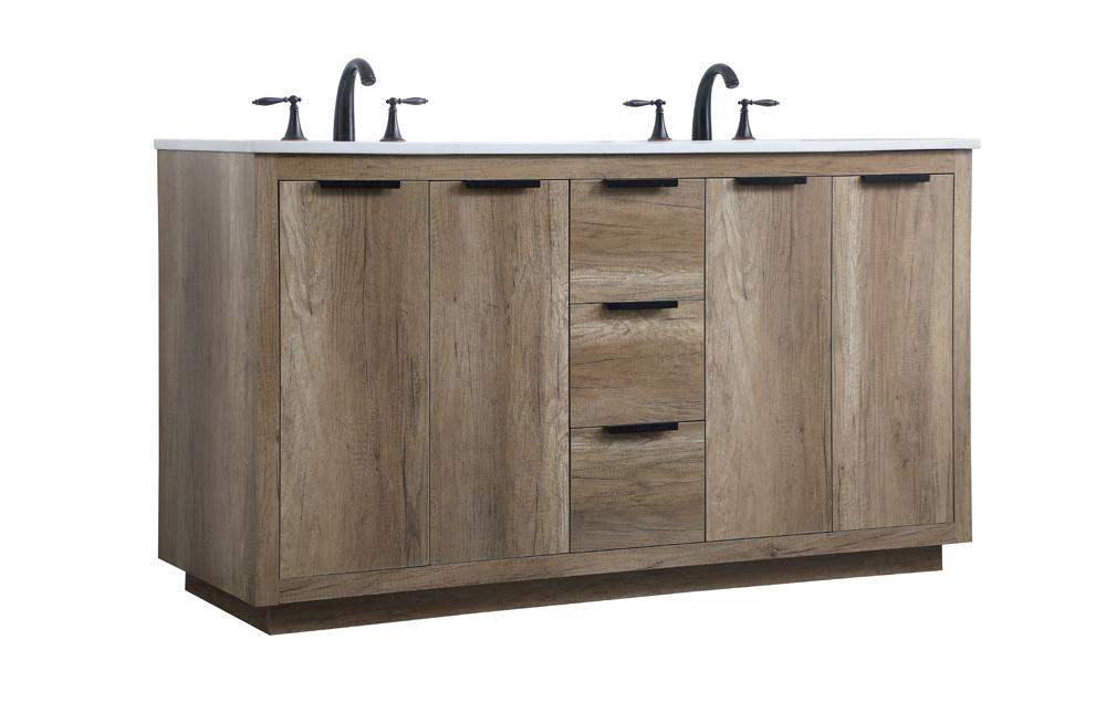 Elegant Furniture & Lighting - Blake 60 Inch Double Bathroom Vanity In Natural Oak - VF19460DNT veiw 8