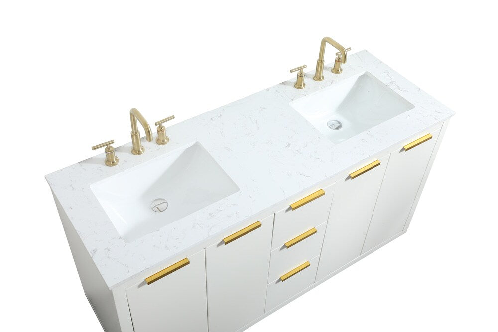 Elegant Furniture & Lighting - Blake 60 inch double bathroom vanity in white - VF19460DWH veiw 3