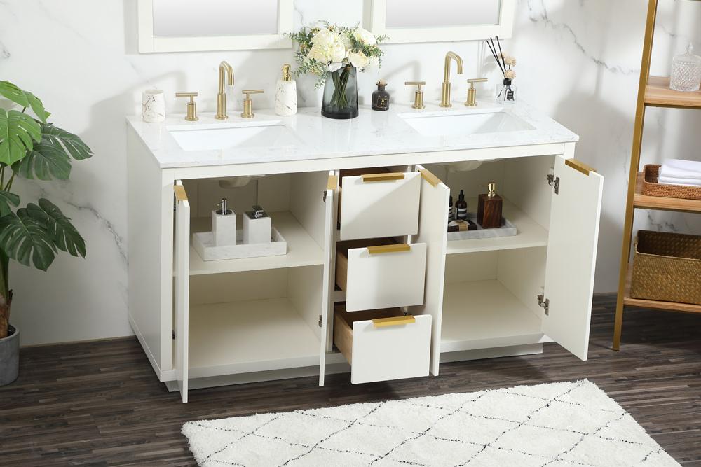 Elegant Furniture & Lighting - Blake 60 inch double bathroom vanity in white - VF19460DWH veiw 10