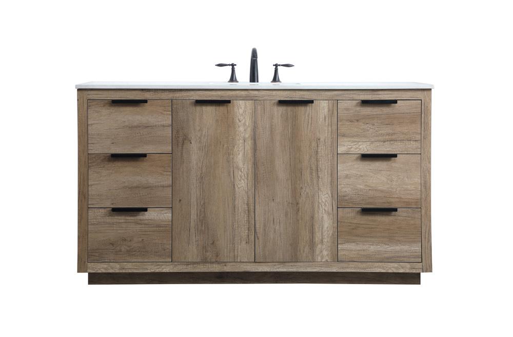 Elegant Furniture & Lighting - Blake 60 Inch SIngle Bathroom Vanity In Natural Oak - VF19460NT veiw 1