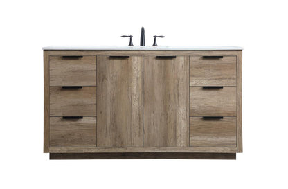 Elegant Furniture & Lighting - Blake 60 Inch SIngle Bathroom Vanity In Natural Oak - VF19460NT veiw 1