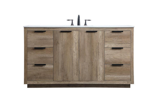 Elegant Furniture & Lighting - Blake 60 Inch SIngle Bathroom Vanity In Natural Oak - VF19460NT veiw 1