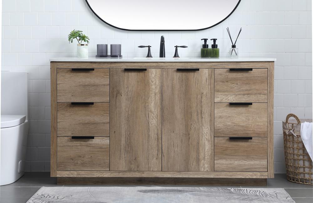 Elegant Furniture & Lighting - Blake 60 Inch SIngle Bathroom Vanity In Natural Oak - VF19460NT veiw 2