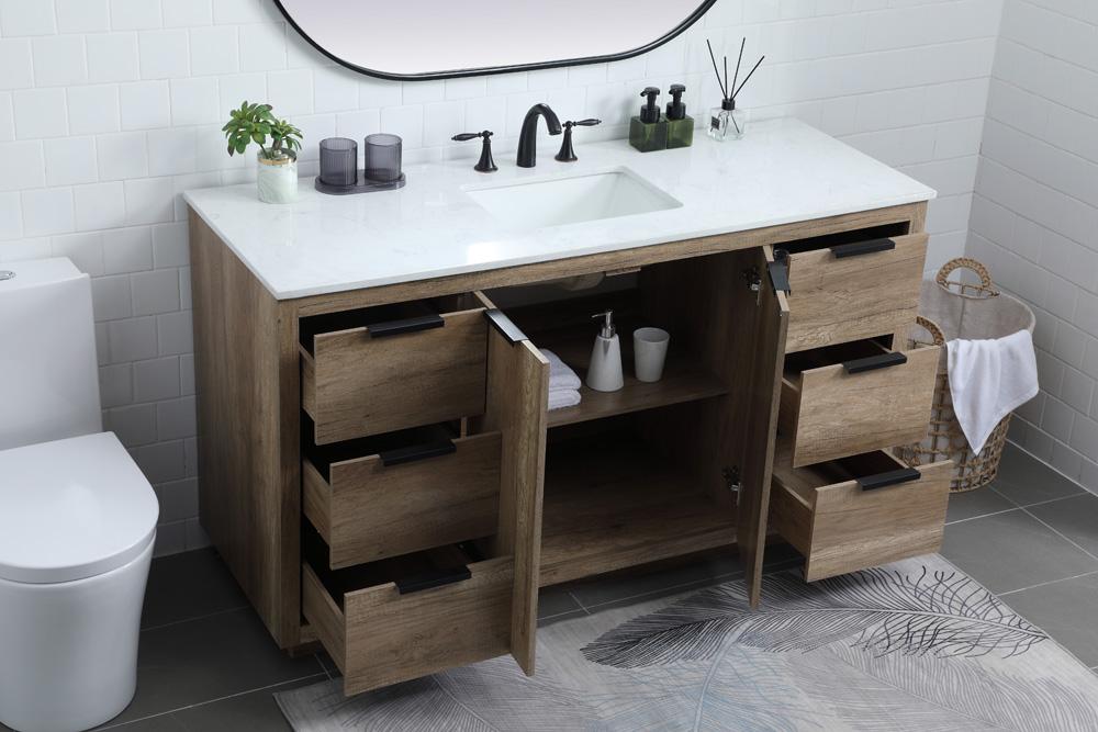 Elegant Furniture & Lighting - Blake 60 Inch SIngle Bathroom Vanity In Natural Oak - VF19460NT veiw 4