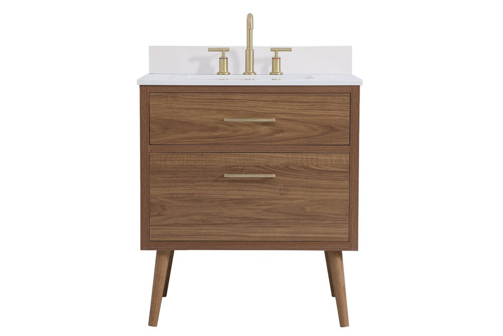 Elegant Furniture & Lighting - Boise 30 inch bathroom Vanity in Walnut Brown with Backsplash - VF41030WB-BS veiw 1