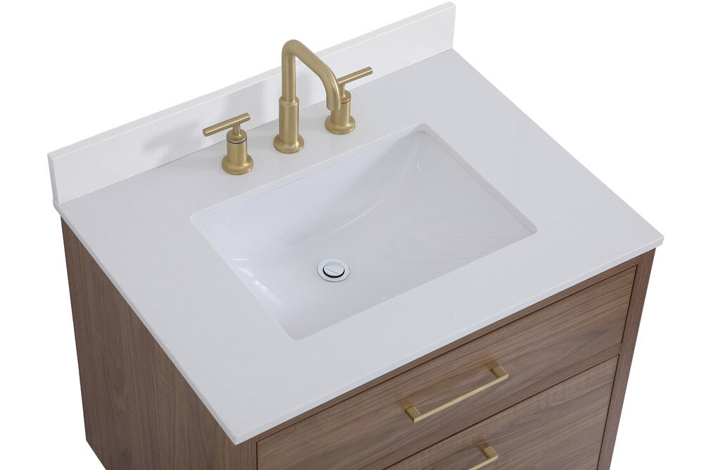 Elegant Furniture & Lighting - Boise 30 inch bathroom Vanity in Walnut Brown with Backsplash - VF41030WB-BS veiw 3